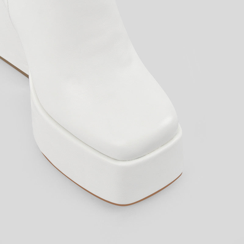 Platform Square Toe Chunky Heel Ankle Boots