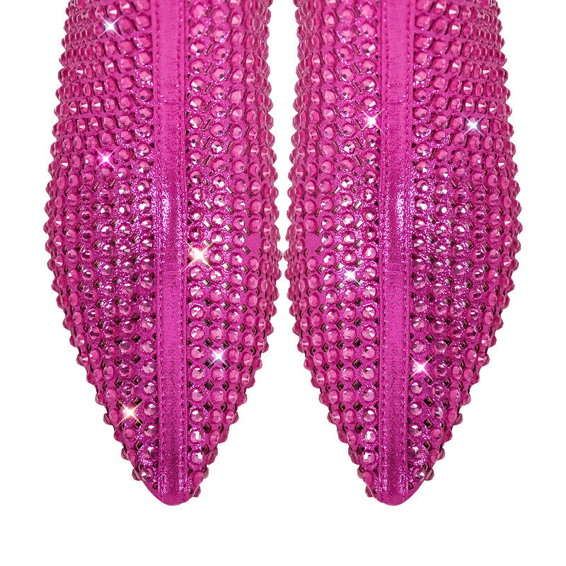 Rhinestone Pointed Toe Stiletto Ankle Boots