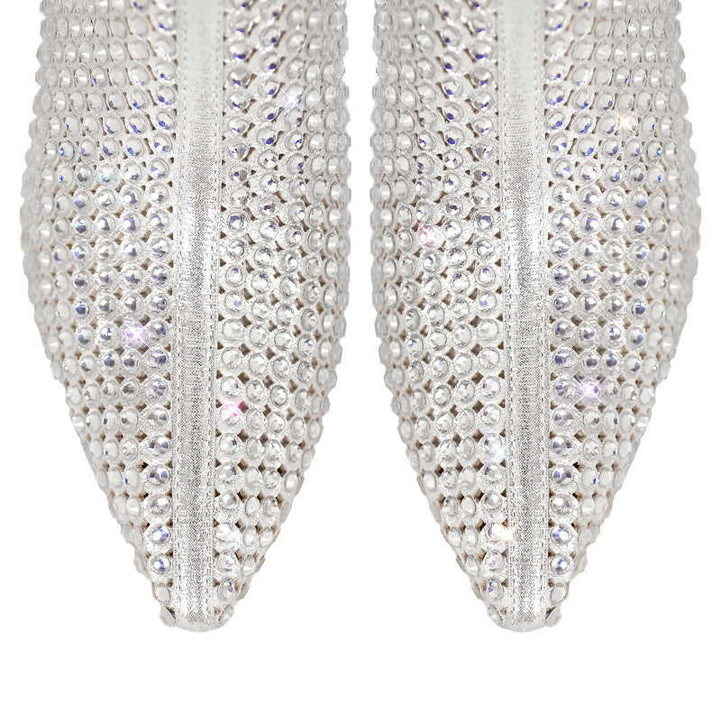 Rhinestone Pointed Toe Stiletto Ankle Boots