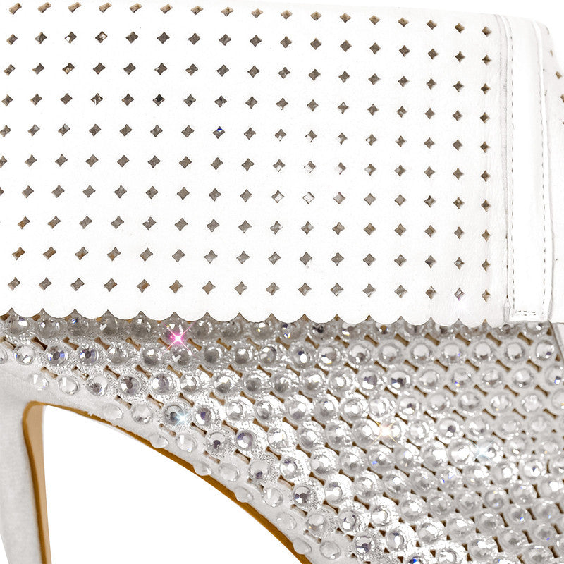 Rhinestone Pointed Toe Stiletto Ankle Boots