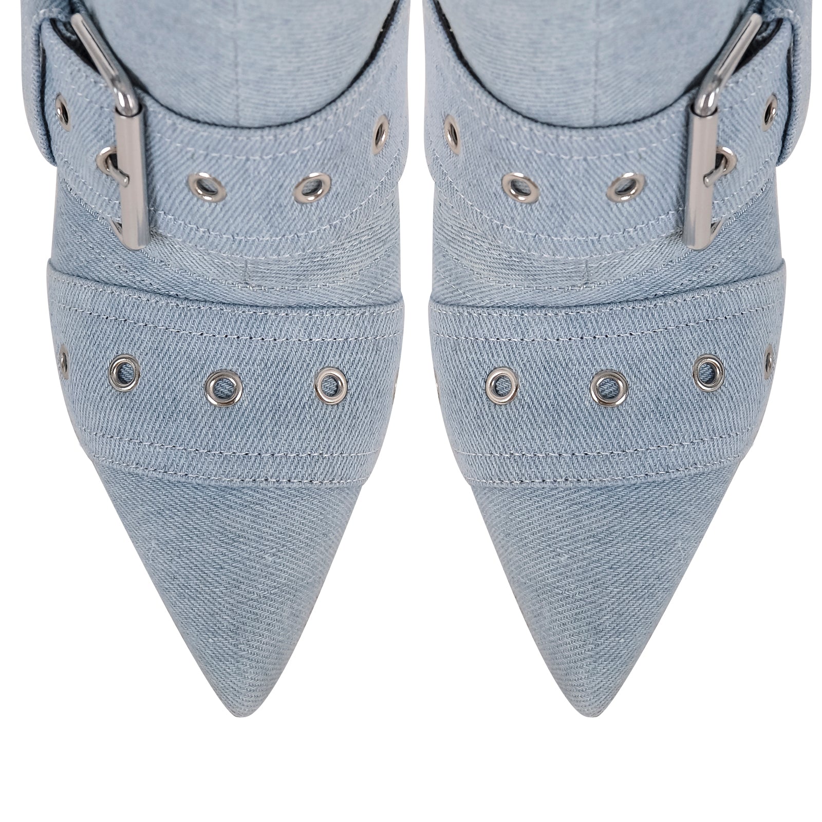 Pointed Toe Multi Buckle Strap Thigh High Boots