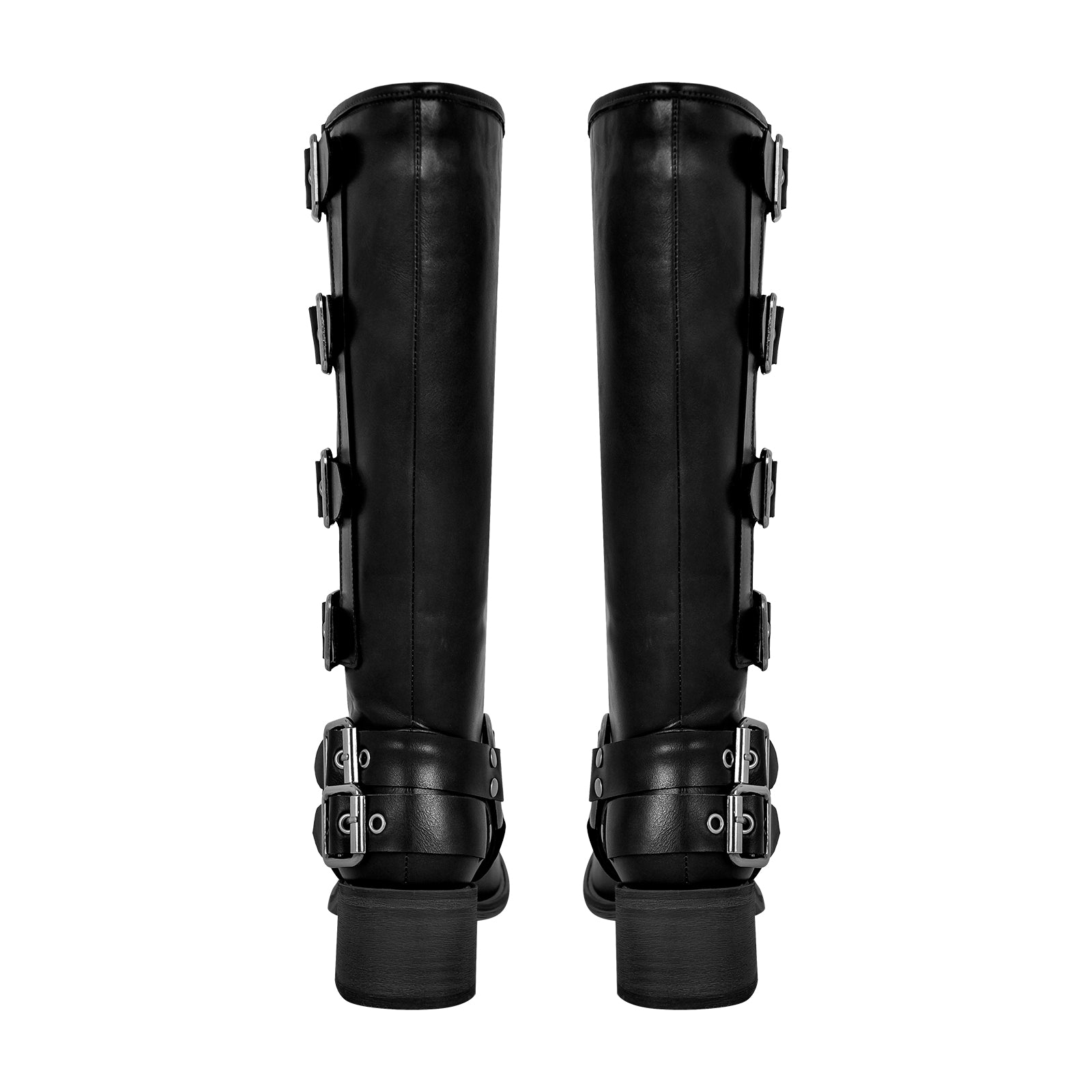 Fashion Buckle Chunky Heel Knee Boots