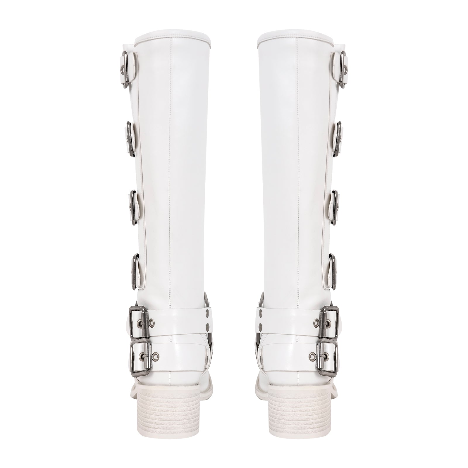 Fashion Buckle Chunky Heel Knee Boots