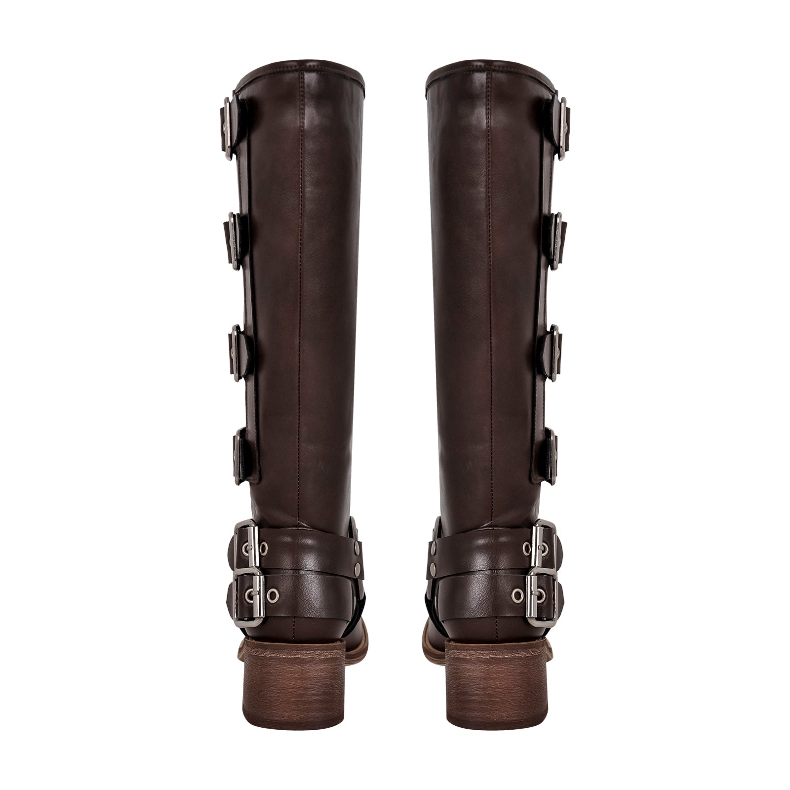 Fashion Buckle Chunky Heel Knee Boots