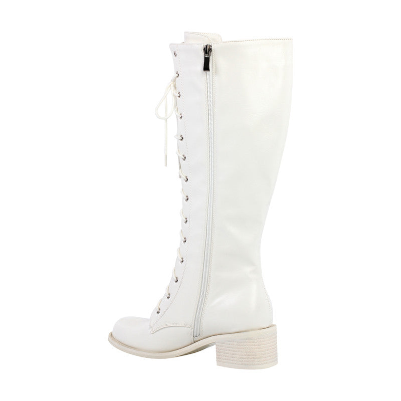 Chunky Heel Lace Up Square Toe Boots