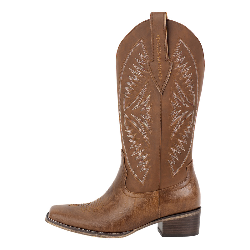 Square Toe Embroidery Western Boots