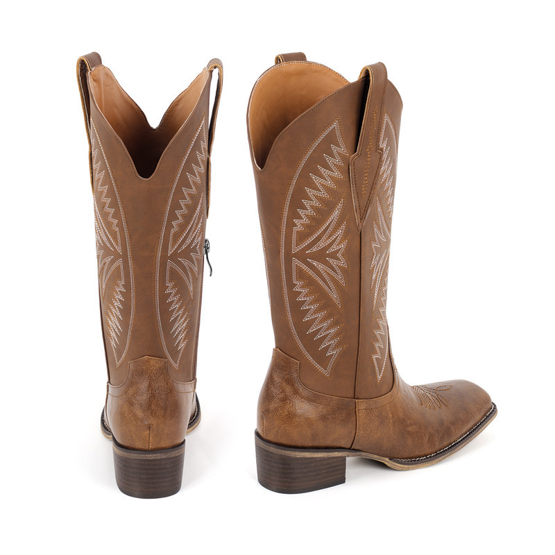 Square Toe Embroidery Western Boots