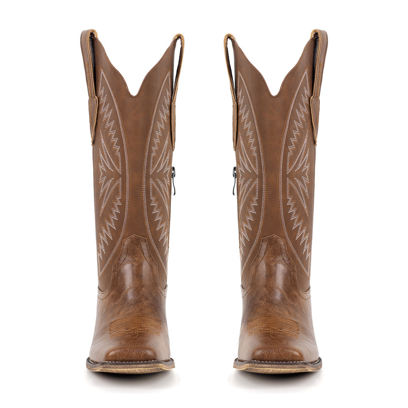 Square Toe Embroidery Western Boots