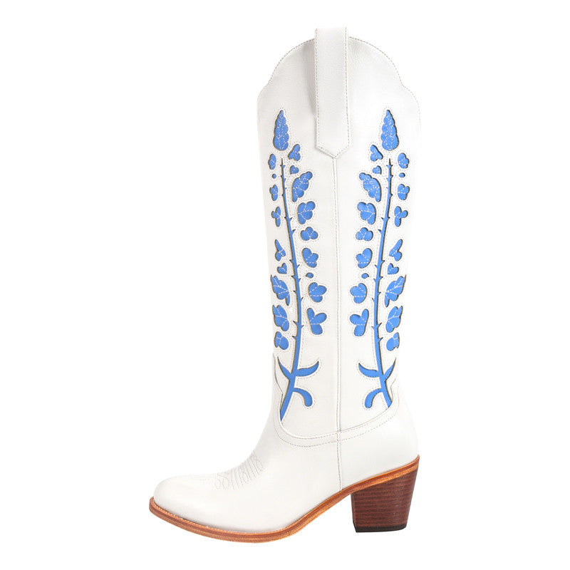 Pointed Toe Embroidery Chunky Heel Fashion Western Boots