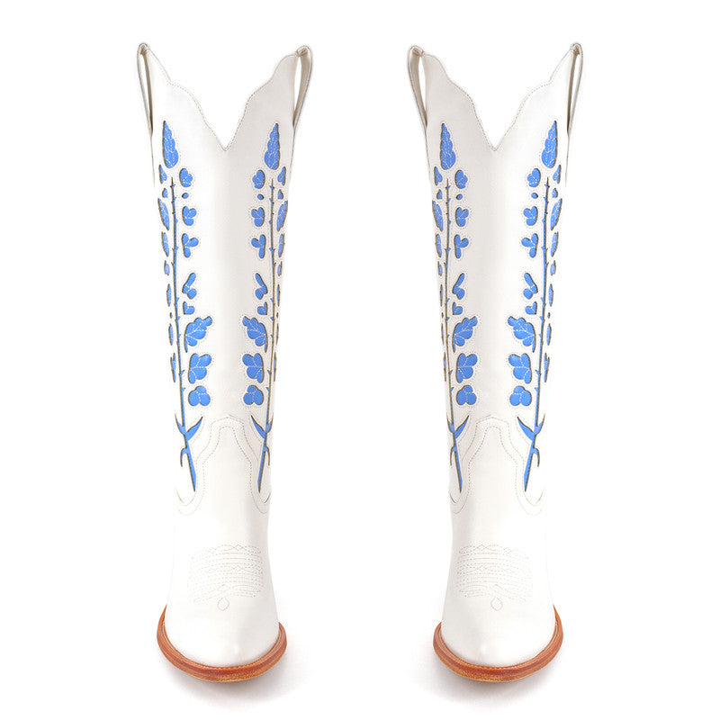 Pointed Toe Embroidery Chunky Heel Fashion Western Boots