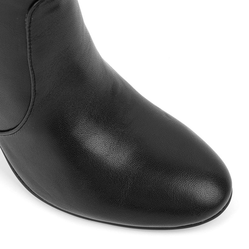 Rounted Toe High Heel Boots