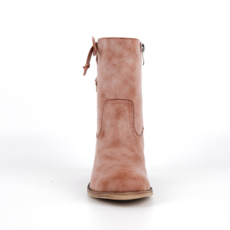 Round Toe Zipper Ankle Boots
