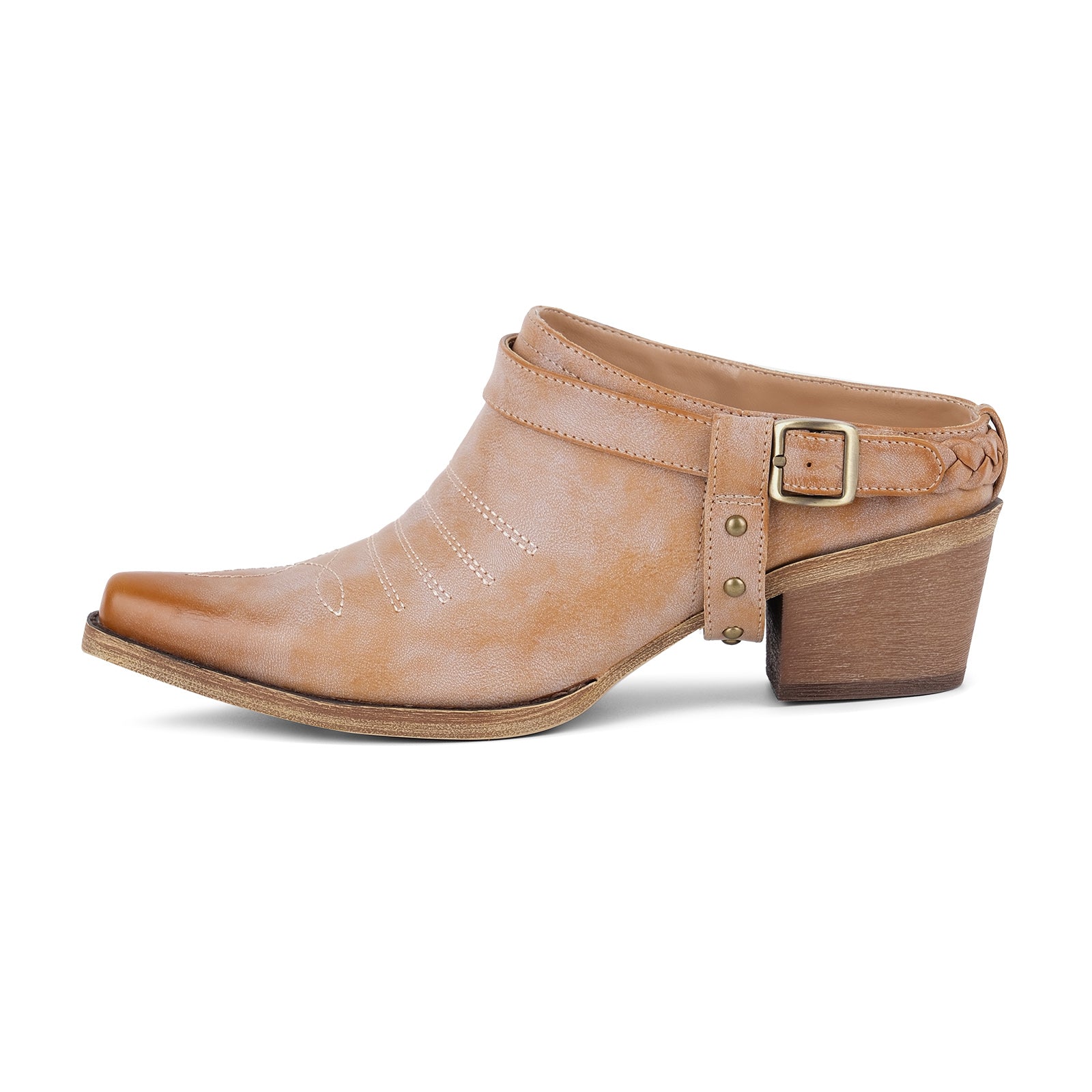 Poined Toe Buckle Ankle Boots