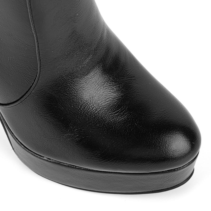Round Toe Platform Chunky Heel Ankle Boots