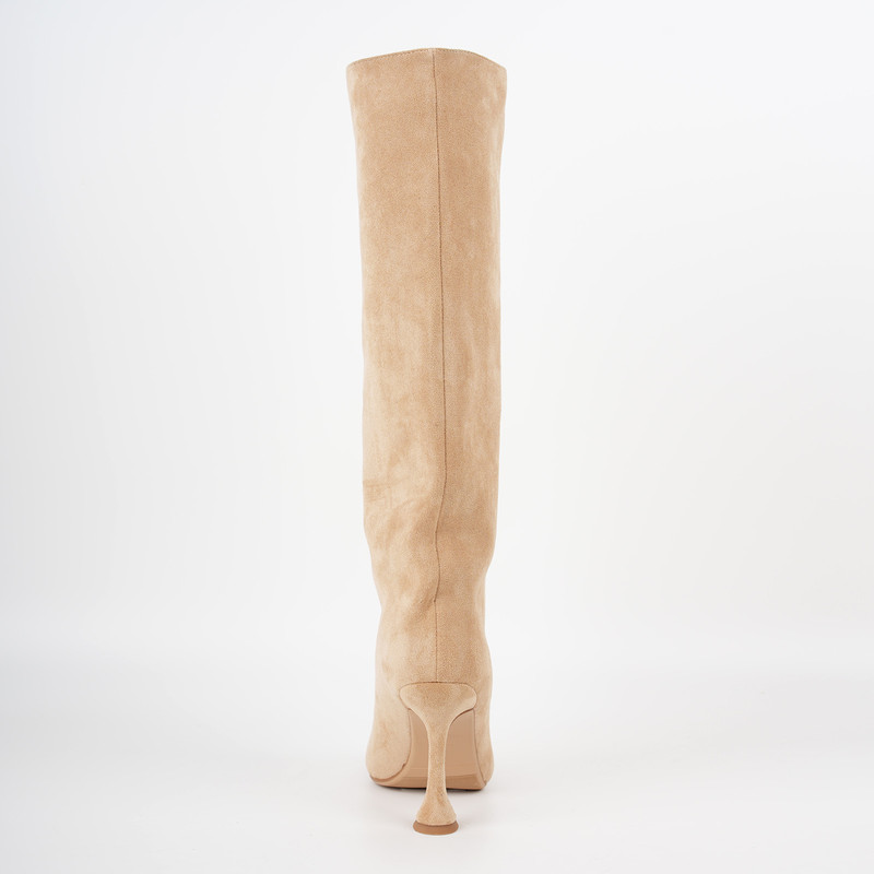 Suede Open Toe Knee High Boots
