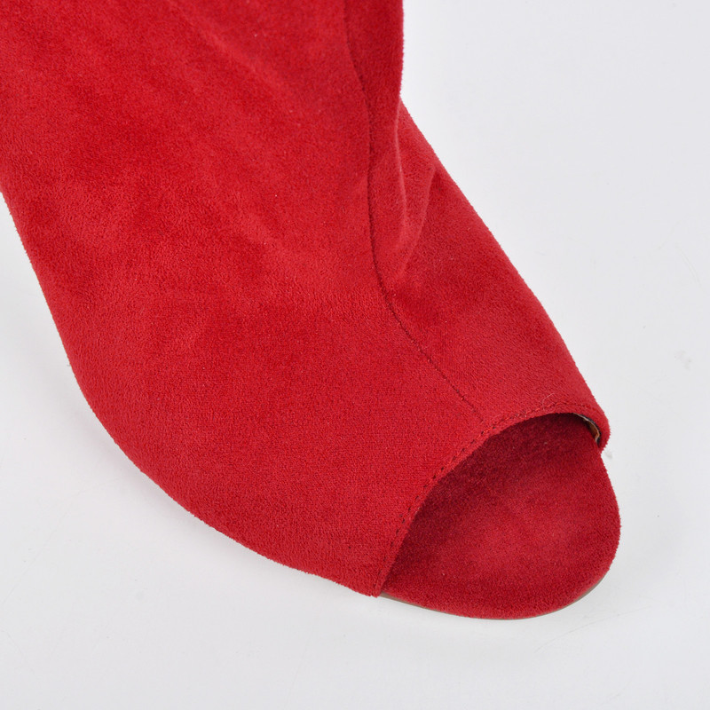 Suede Open Toe Knee High Boots