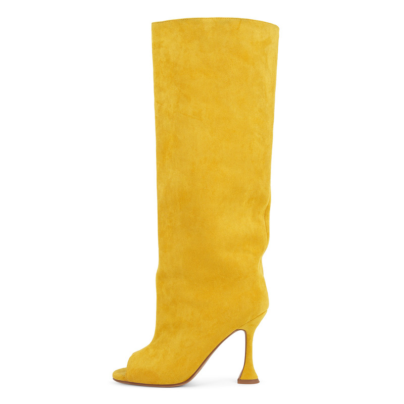 Suede Open Toe Knee High Boots
