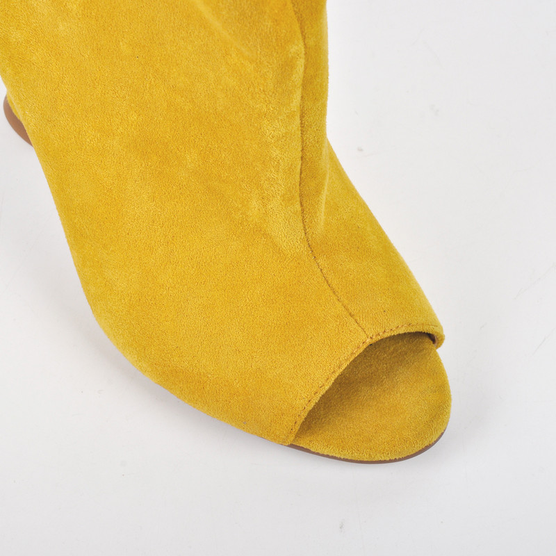 Suede Open Toe Knee High Boots