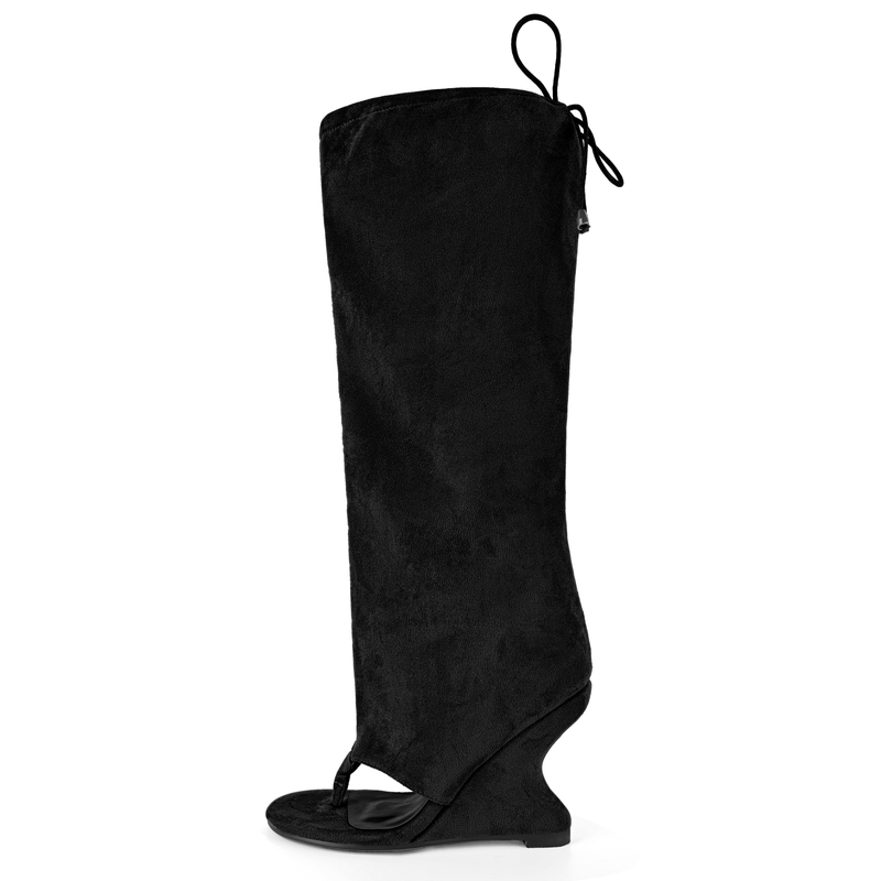 Round Toe Wedge Heel Boots