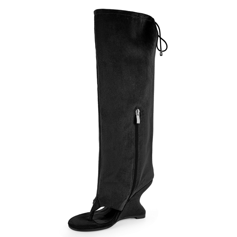 Round Toe Wedge Heel Boots