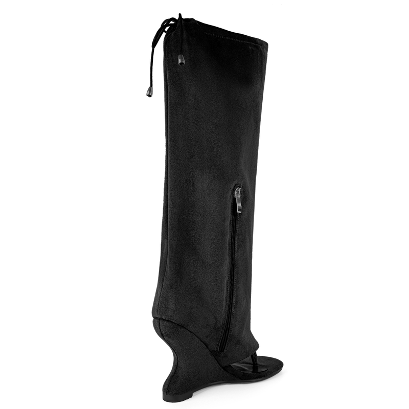 Round Toe Wedge Heel Boots