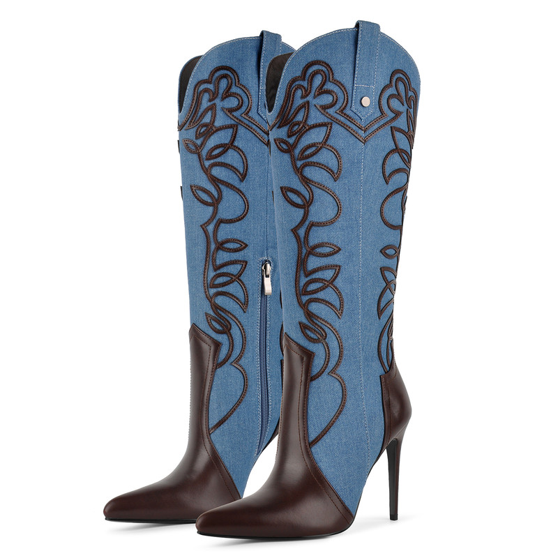 Pointed Toe Embroidery Western Boots