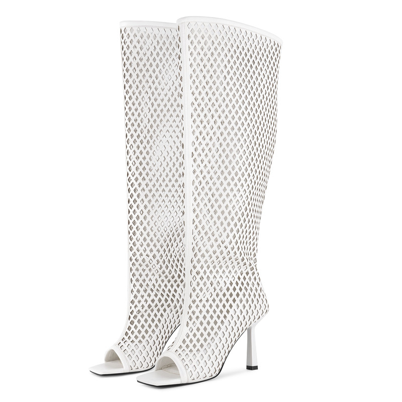 Open Toe Cut Out Stiletto Heel Boots
