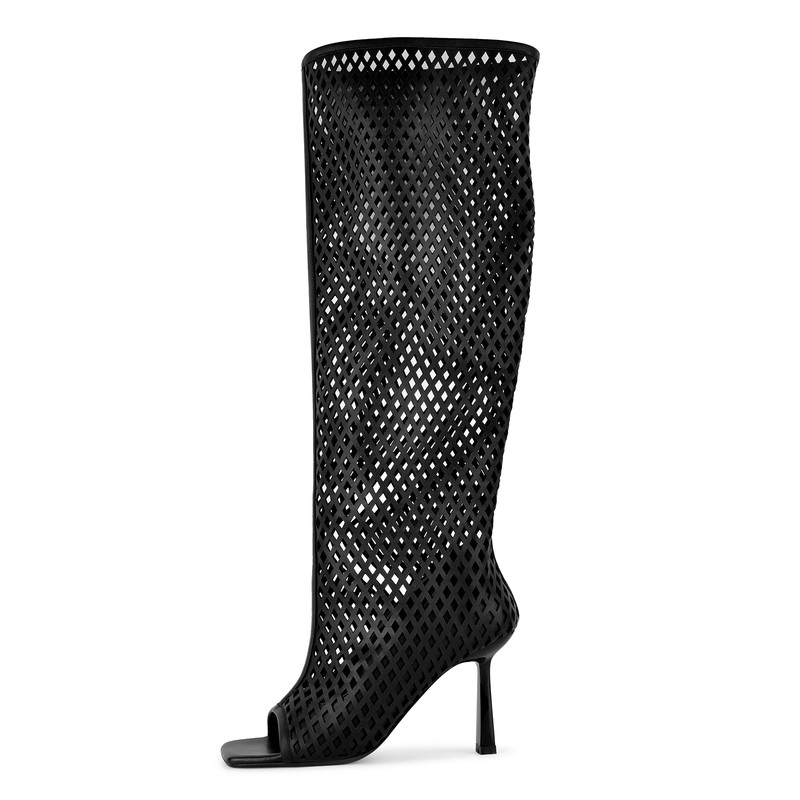 Open Toe Cut Out Stiletto Heel Boots