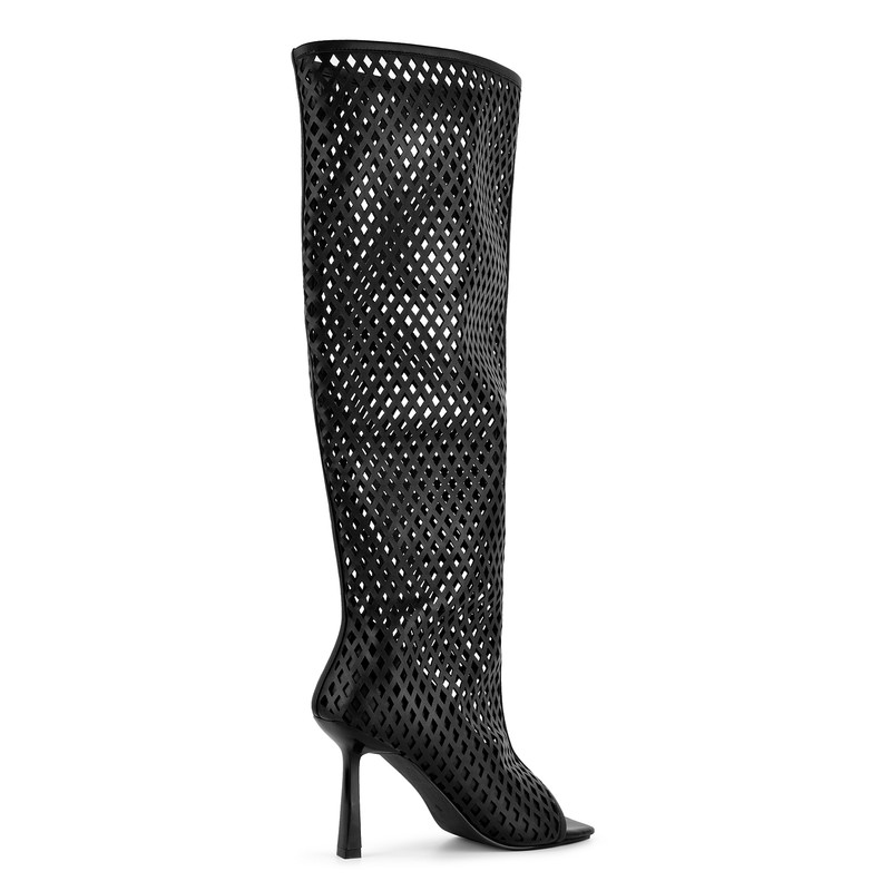 Open Toe Cut Out Stiletto Heel Boots