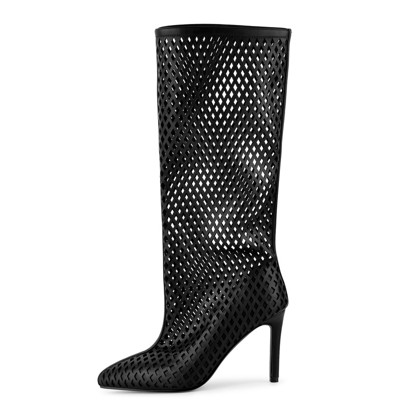 Pointed Toe Cut Out Stiletto Heel Boots