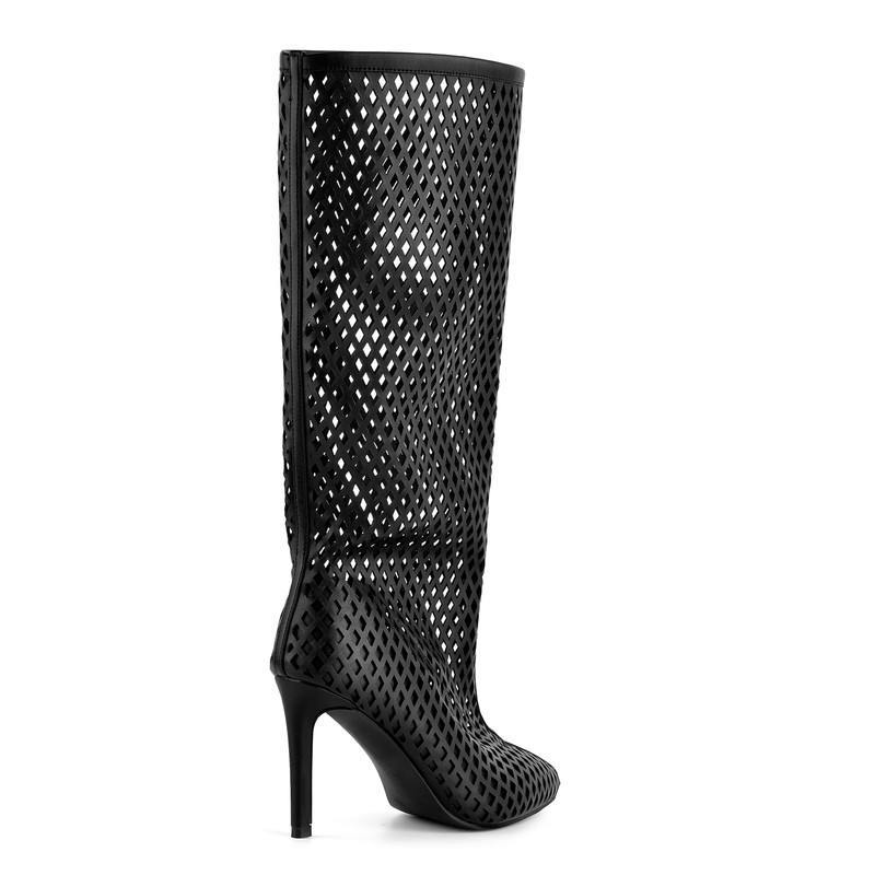 Pointed Toe Cut Out Stiletto Heel Boots