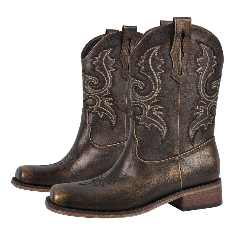 Square Toe Chunky Heel Boots
