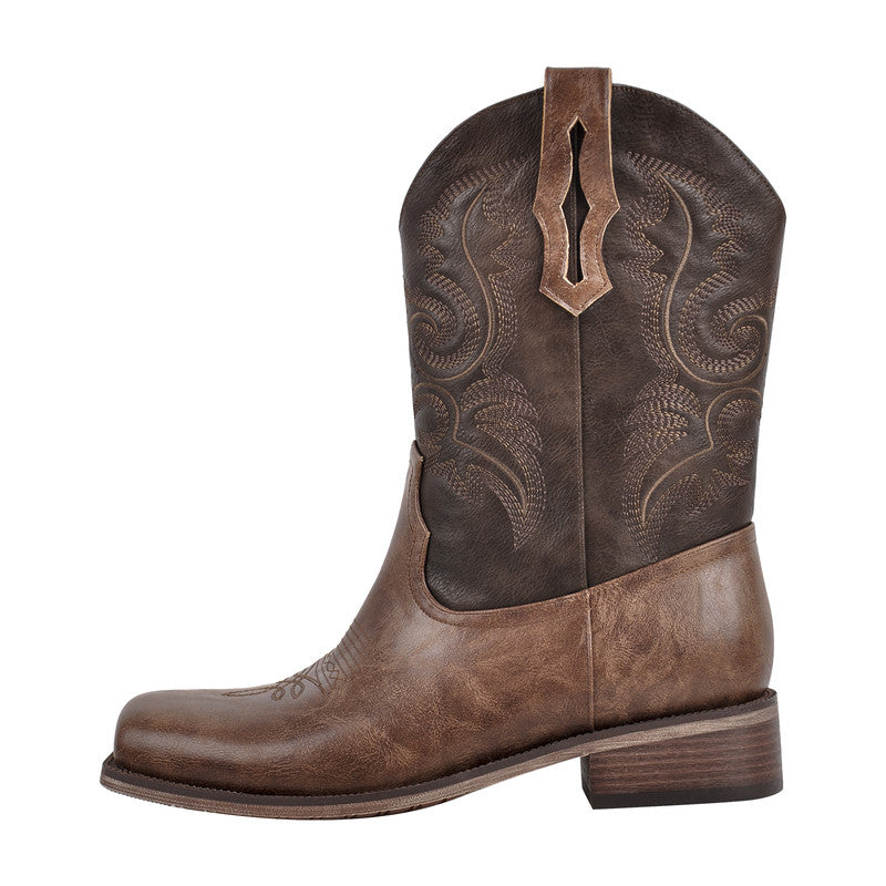 Square Toe Chunky Heel Boots