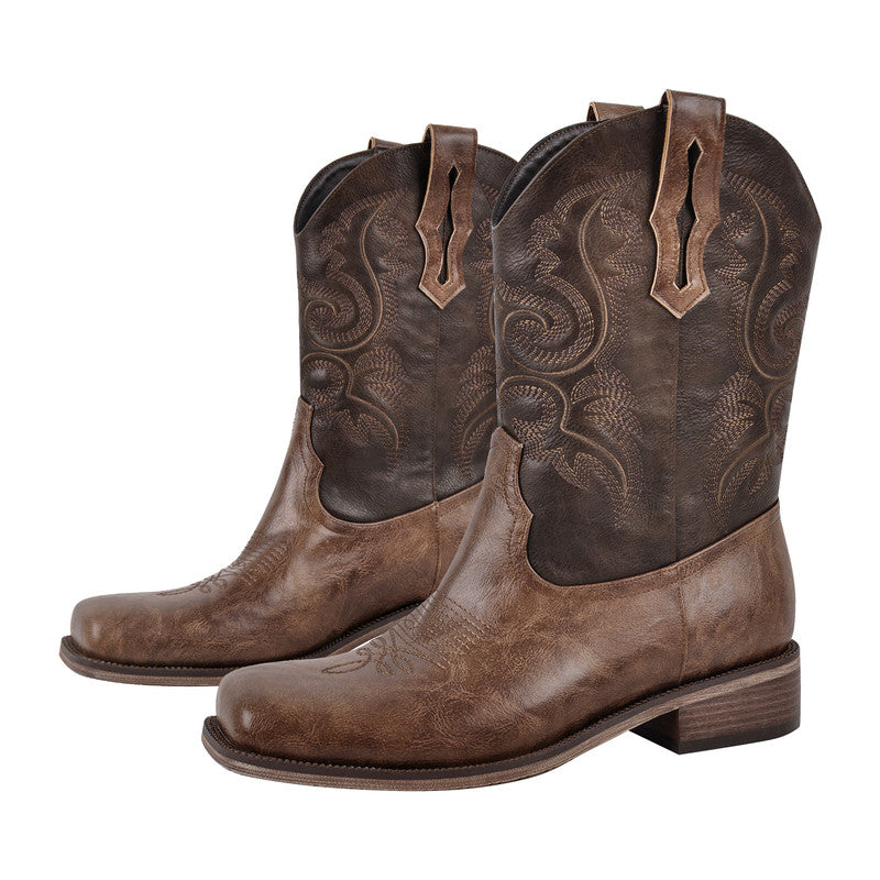 Square Toe Chunky Heel Boots