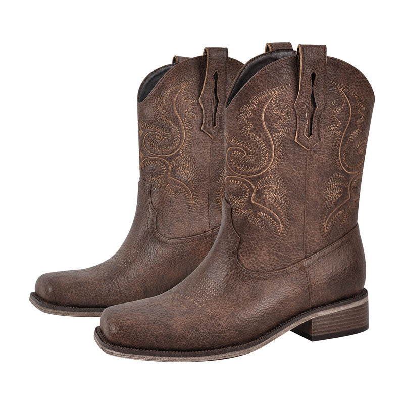 Square Toe Chunky Heel Boots