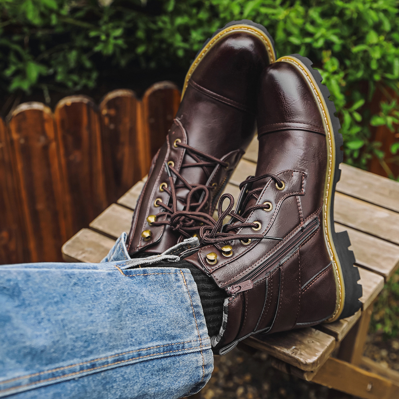 Double Zippers Fastener Knight Men Boots