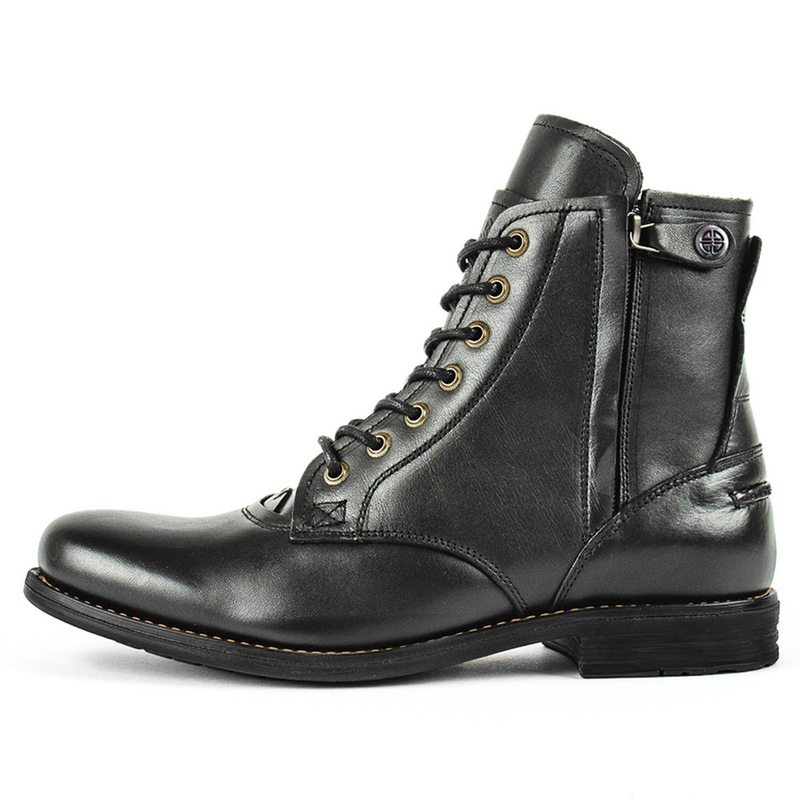 Side Zippers Rider Style Leather Boots