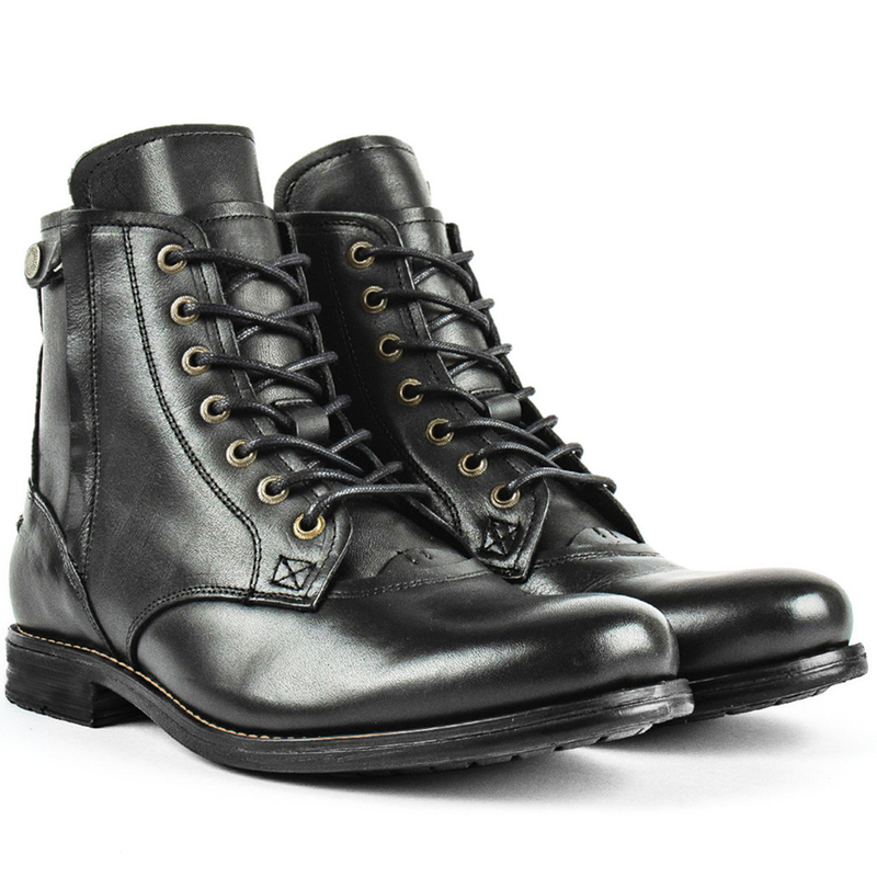 Side Zippers Rider Style Leather Boots