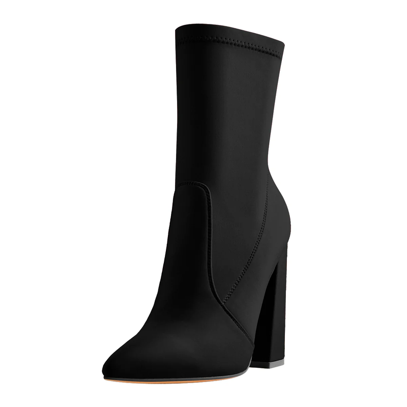 Pointed Toe High Heels Ankle Boots