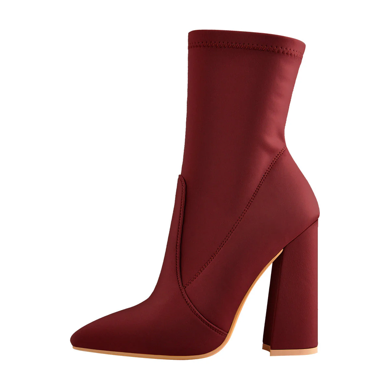 Pointed Toe High Heels Ankle Boots