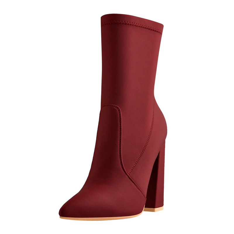 Pointed Toe High Heels Ankle Boots