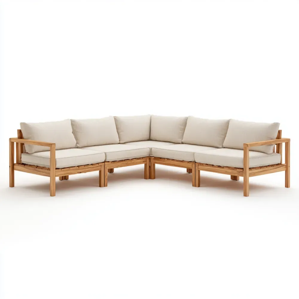 Juego de sofá de patio de madera 250x250x70 cm - Beige - Diseño moderno-Xelvador