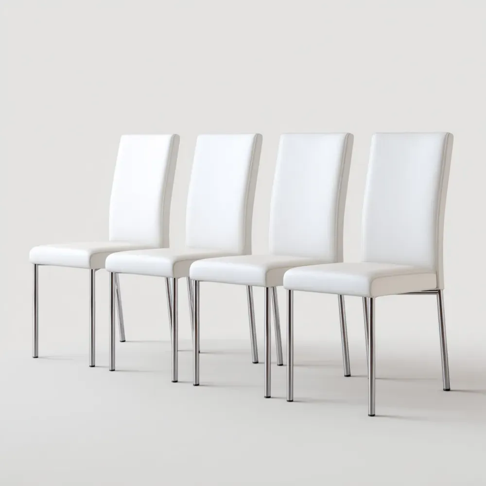 Juego de sillas de comedor Tapizadas en piel sintética 45x55x95 cm - Blanco - Diseño contemporáneo-Xelvador
