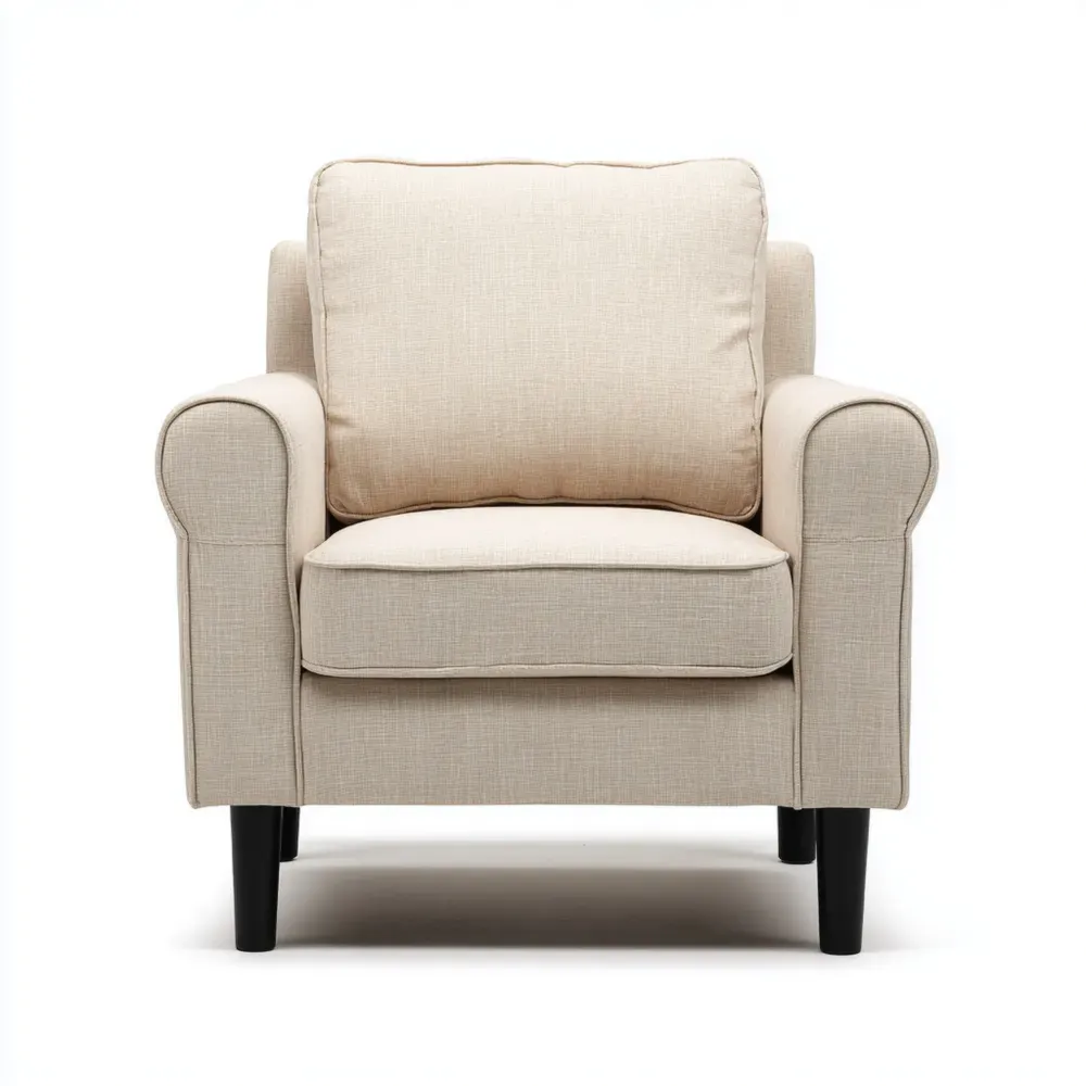 Sillón Tapizado Tela Beige 85x90x75 cm – Diseño Moderno-Xelvador