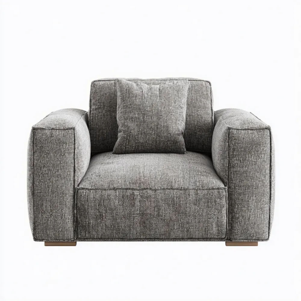 Sillón de Tela Acolchado 100x90x80 cm - Gris Claro - Diseño Moderno-Xelvador