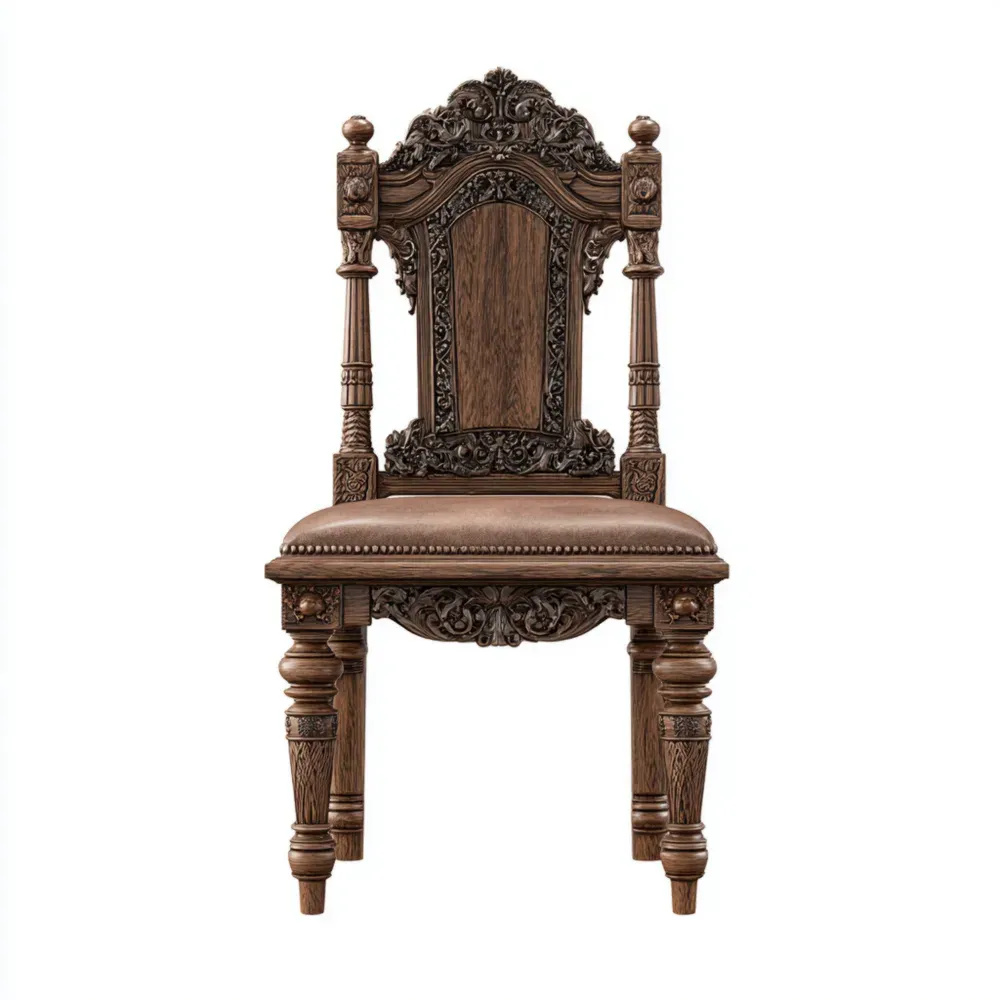 Silla de comedor madera tallada 45x50x100 cm - Marrón - Estilo clásico-Xelvador