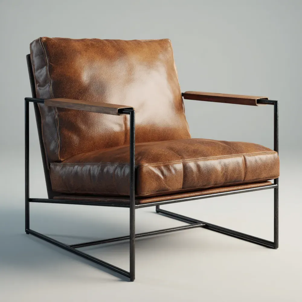 Sillón de Piel 75x80x85 cm - Marrón - Diseño Industrial-Xelvador