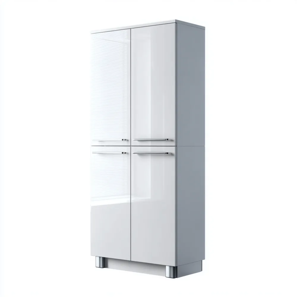 Armario alto de madera lacada 180x80x40 cm - Blanco - Diseño moderno-Xelvador