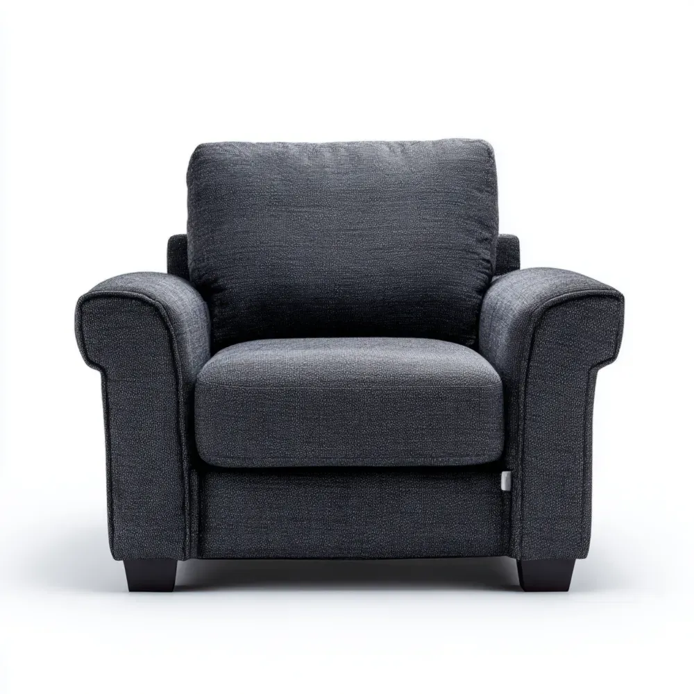 Sillón tapizado en tela 100x85x90 cm – Gris Oscuro – Diseño moderno-Xelvador
