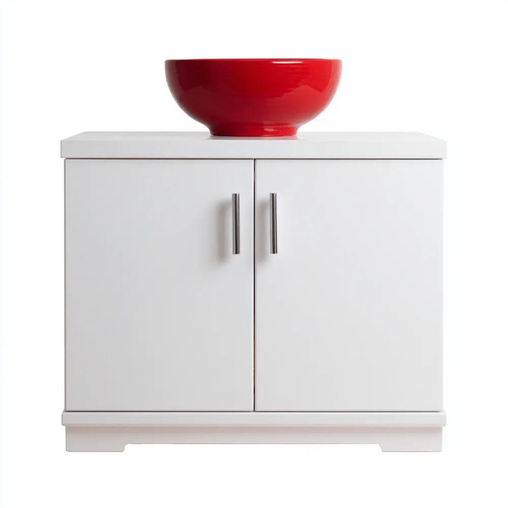 Mueble de Baño MDF 60x40x85 cm – Blanco/Rojo – Diseño Moderno-Xelvador